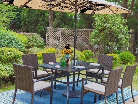 8-Piece Outdoor Patio Set with 13 ft Double-Sided Umbrella on Sale