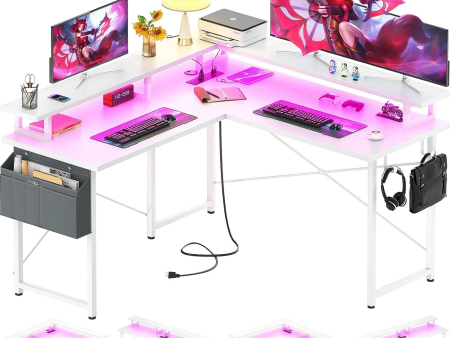 L Shaped Desk with Monitor Stand, 47   Fashion