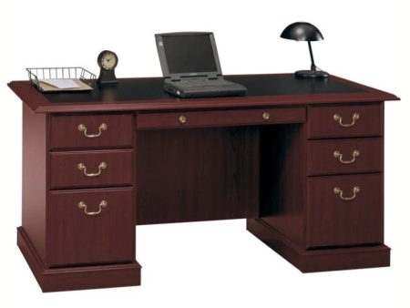 Saratoga Executive Desk in Harvest Cherry and Black - Engineered Wood on Sale