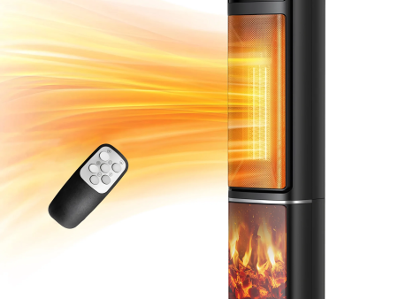 HONGGE 1500W Oscillating Ceramic Tower Electric Space Heater with Remote, Black on Sale