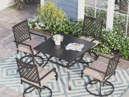 5-Piece Steel Outdoor Patio Dining Set with Square Metal Table Supply