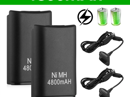 2-Pack Rechargeable 4800mAh Batteries with Charging Cable for Xbox 360 For Cheap