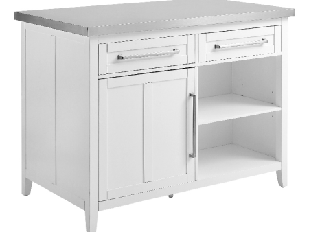 2-Drawer Traditional Wood Kitchen Island in White Gray on Sale