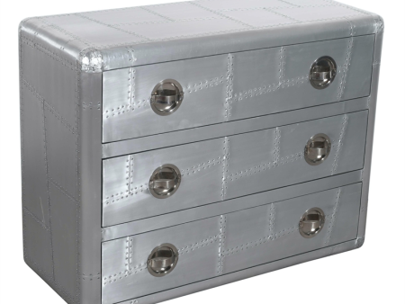 Pilot 3-Drawer Chest with Silver Aluminum Cladding and Exposed Steel Screws For Cheap