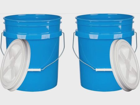 HetayC 5 Gallon Bucket Pail with Air Tight White Screw on Lid - Food Grade-BPA Free - (Pack of 2) - Made in USA Buckets For Discount