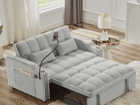 54.81   Velvet Sofa Sleeper Sofa Bed Pull Out Couch Sofa Sleeper Convertible Sofa with USB port For Sale