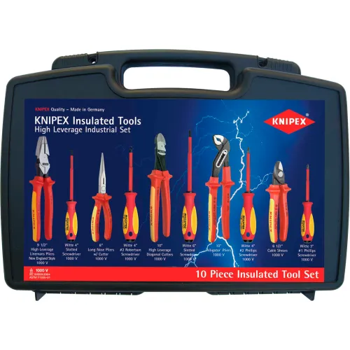 KNIPEX® 9K 98 98 31 US 10 Pc Pliers   Screwdriver Insulated Tool Set 1,000V, Hard Case Hot on Sale