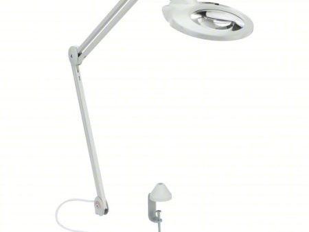 Round Magnifier Light: LED, 2.25x, 5 Diopter, 900 lm Max Brightness, 45 in Arm Reach For Sale