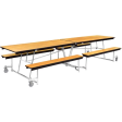 NPS® Mobile Cafeteria Table With Fixed Benches, 97 L x 56 W, Oak Top Chrome Frame on Sale