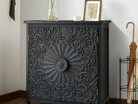 2-Door Accent Cabinet with Flower Pattern Discount