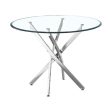 36  Round Glass Dining Table, Modern Dining Table with Tempered Glass Tabletop and Stainless Steel Legs Online