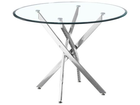 36  Round Glass Dining Table, Modern Dining Table with Tempered Glass Tabletop and Stainless Steel Legs Online