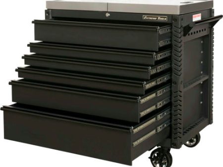 Extreme Tools EX4106TCMBBK 41 W x 25-3 4 D x 43-7 8 H 6 Drawer Matte Black Flip Top Tool Cart Online now