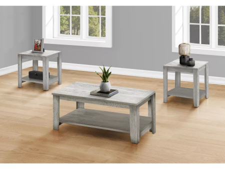 Monarch Specialties Table Set 3Pcs Set Coffee End Side Accent Living Room Laminate Grey Transitional Sale