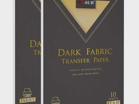 2PACKS A-SUB Inkjet Printable Iron On Heat Transfer Paper for Dark Fabrics, 20 Sheets 8.5x11 Inch DIY Cotton T-shirts Totes Bags Sale