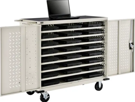 Mobile Charging Cart for 24 Chromebooks & Tablets, Putty, Assembled Online now