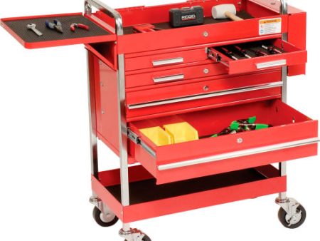 Sunex Tools 8045 27  Professional 5 Drawer Red Tool Cart w  Locking Top For Sale